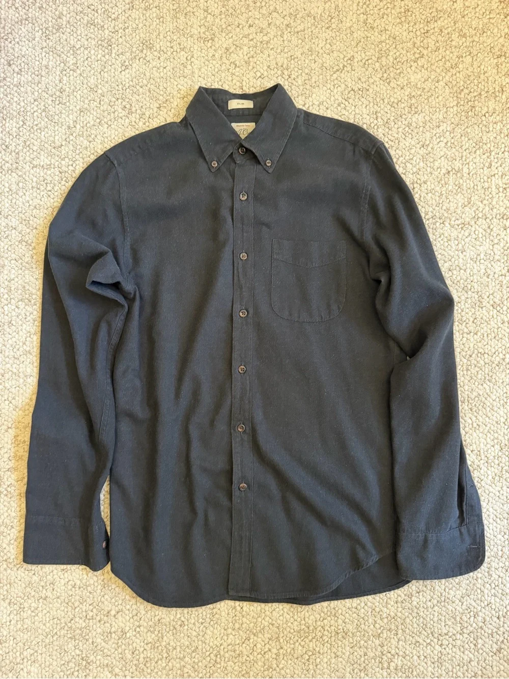 J. Crew Men's Brushed Twill Cotton Button Down  Slim Fit Shirt - Small - Black